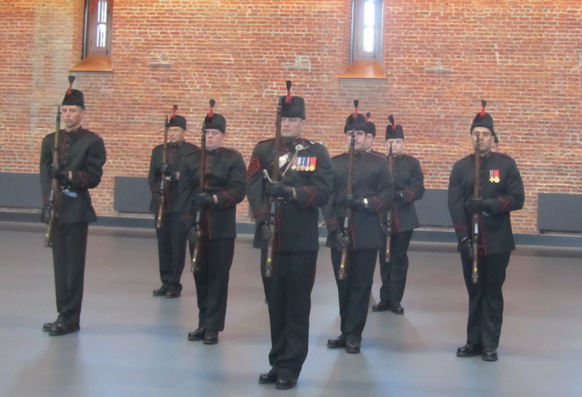 Les Voltigeurs parading in the historic RRC parade uniforms